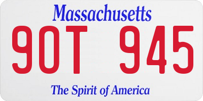 MA license plate 9OT945