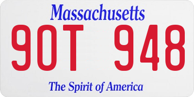 MA license plate 9OT948