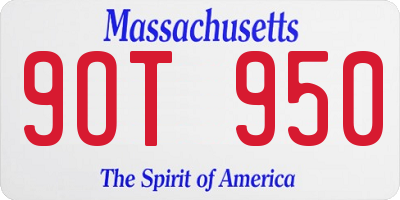 MA license plate 9OT950