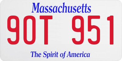 MA license plate 9OT951