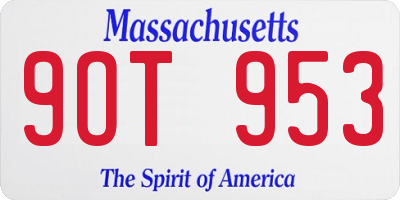 MA license plate 9OT953