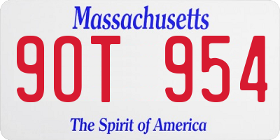 MA license plate 9OT954