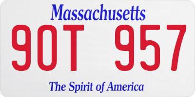 MA license plate 9OT957