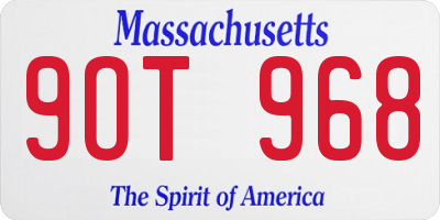 MA license plate 9OT968