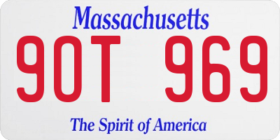 MA license plate 9OT969