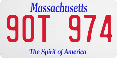 MA license plate 9OT974
