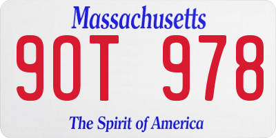 MA license plate 9OT978