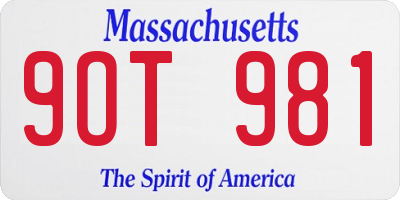 MA license plate 9OT981