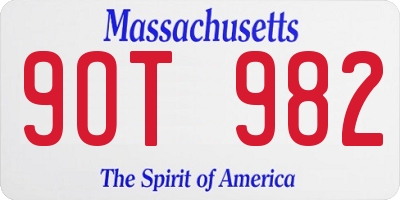 MA license plate 9OT982