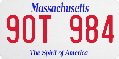 MA license plate 9OT984