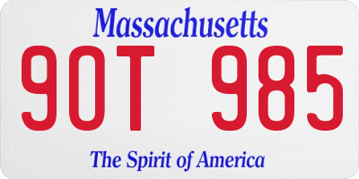 MA license plate 9OT985
