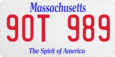 MA license plate 9OT989