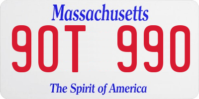 MA license plate 9OT990