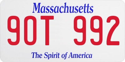 MA license plate 9OT992