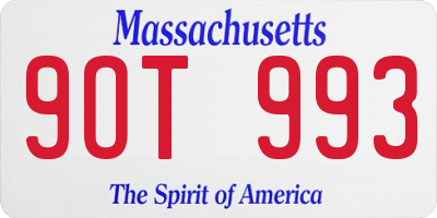 MA license plate 9OT993