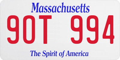 MA license plate 9OT994