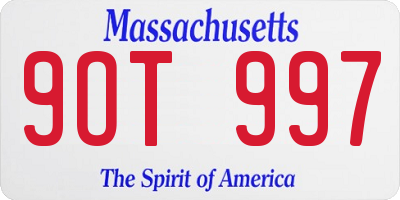 MA license plate 9OT997