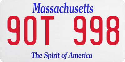 MA license plate 9OT998