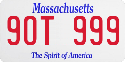 MA license plate 9OT999