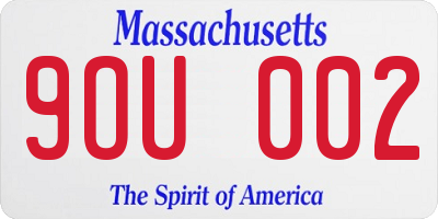 MA license plate 9OU002