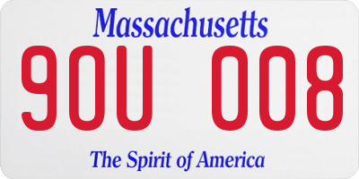 MA license plate 9OU008