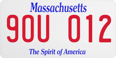 MA license plate 9OU012