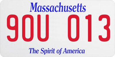 MA license plate 9OU013