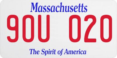 MA license plate 9OU020