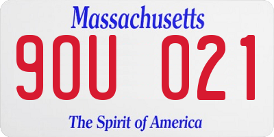 MA license plate 9OU021