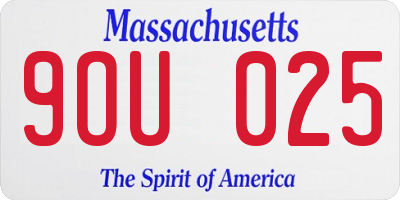 MA license plate 9OU025