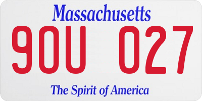 MA license plate 9OU027