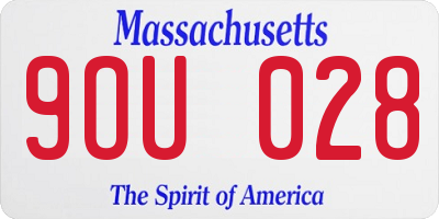 MA license plate 9OU028