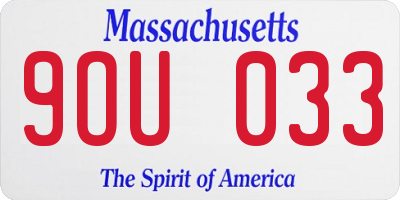 MA license plate 9OU033