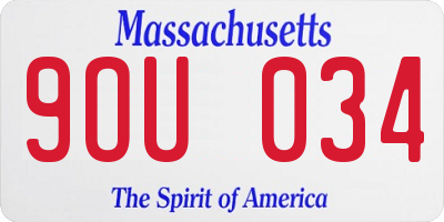 MA license plate 9OU034
