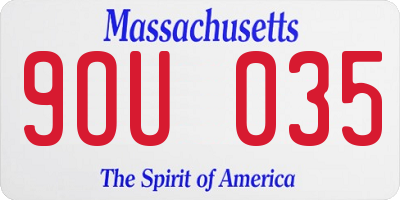 MA license plate 9OU035