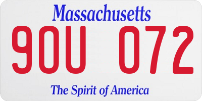 MA license plate 9OU072