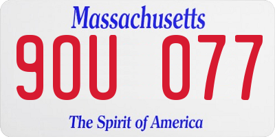 MA license plate 9OU077