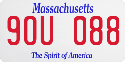 MA license plate 9OU088