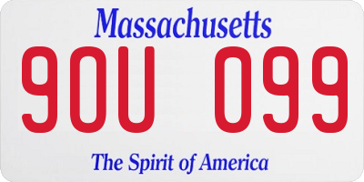 MA license plate 9OU099