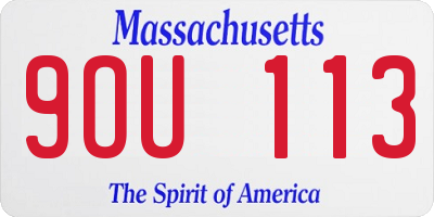MA license plate 9OU113