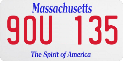 MA license plate 9OU135