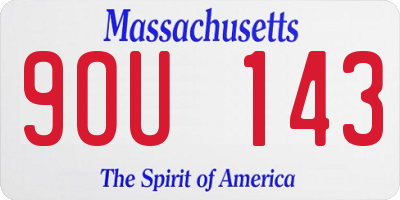 MA license plate 9OU143