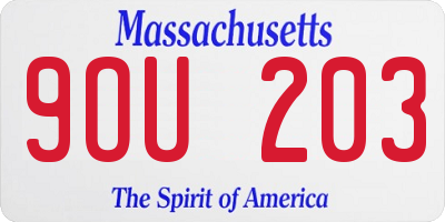 MA license plate 9OU203
