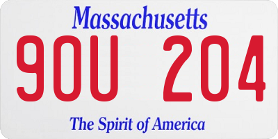 MA license plate 9OU204