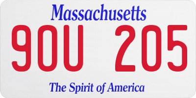MA license plate 9OU205