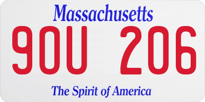 MA license plate 9OU206