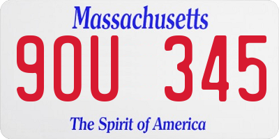 MA license plate 9OU345