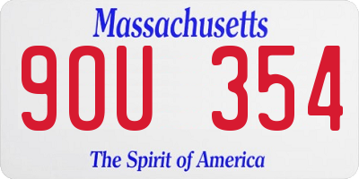 MA license plate 9OU354