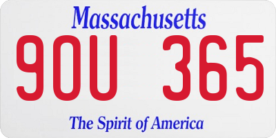 MA license plate 9OU365