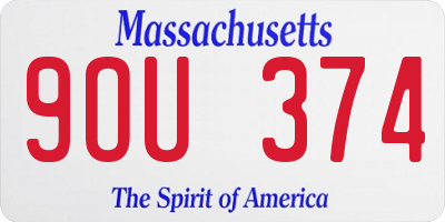 MA license plate 9OU374